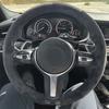 Black Suede Leather Steering Wheel Cover Trim For BMW For 4 Series F32 2013-
