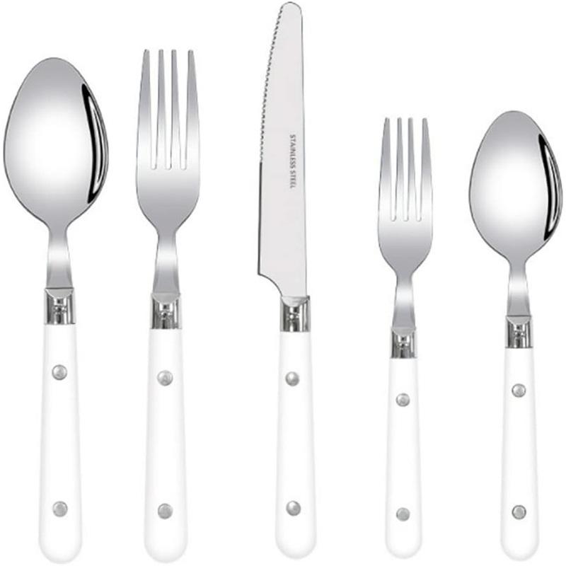 20-Piece Set-304 Thickened Stainless Steel Silverware Cutlery Set Steak  And Fork Spoon Dessert Tea Spoon Fruit Fork (Blue)