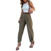 Women Suit Pants High Waist Buttons Zipper Fly Loose-Fit Solid Color Trousers with Pockets Commuting Style Long Pants