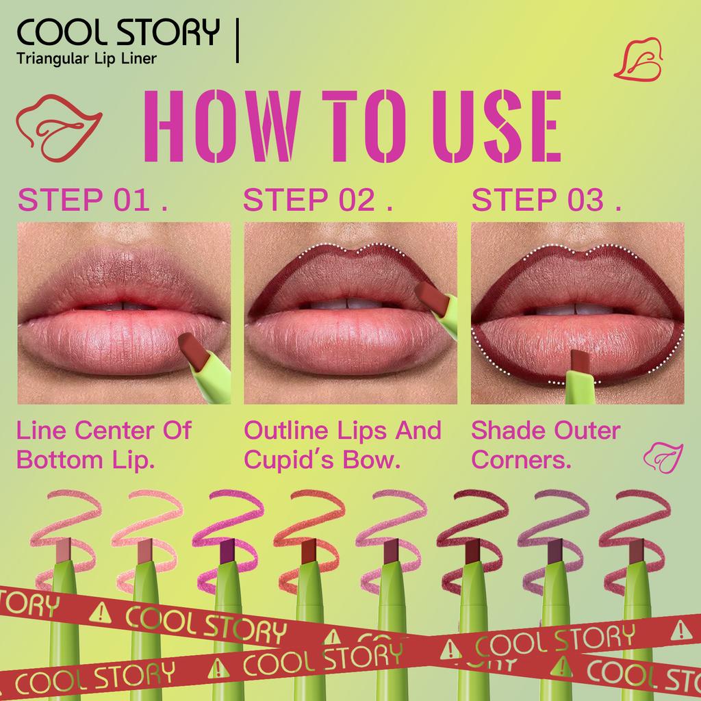 Triangular Oblique Lip Liner Matt Monochrome Semi-long-lasting Outline Velvet Not Easy To Take Off Makeup Lipstick Pen Lip Makeup