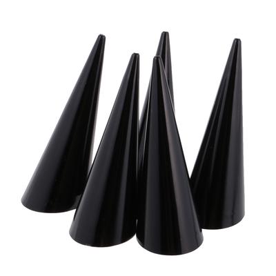 5 Piece Plastic Finger Cone Ring Stand Jewelry Display Holder Showcase Black
