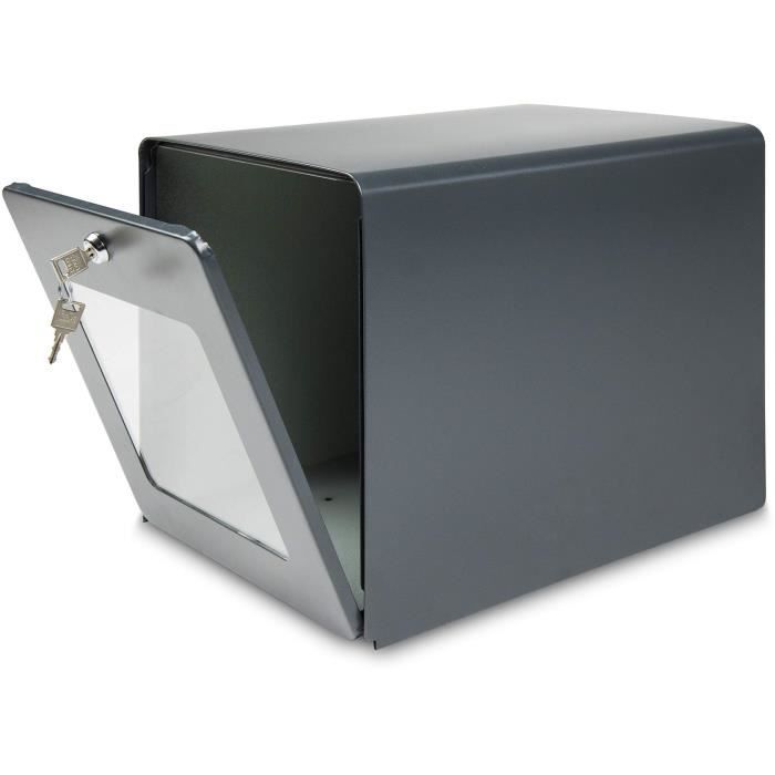 BURG WACHTER Galvanized Steel Balneaire Mailbox - Glazed Rear Door - Anthracite Grey