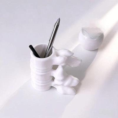 Portapenne a Forma di Colonna Vertebrale Stampato in 3D Design Creativo Divertente Base Robusta 1 Pezzo per Scrivania Ufficio Casa Scuola Organizzatore
