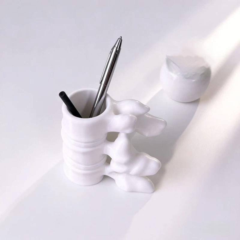 3D Printed Creative Spine Pen Holder Fun Design Sturdy Base 1Pcs Ideal Gift for Anatomy Teacher Nurse Retirement Party onesize