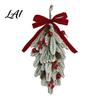 Decorative Hanging Wreath for Wall Flocked Front Door Swag Christmas Teardrop Artificial Pine with Red Reusable Party Supplies Berries Velvet