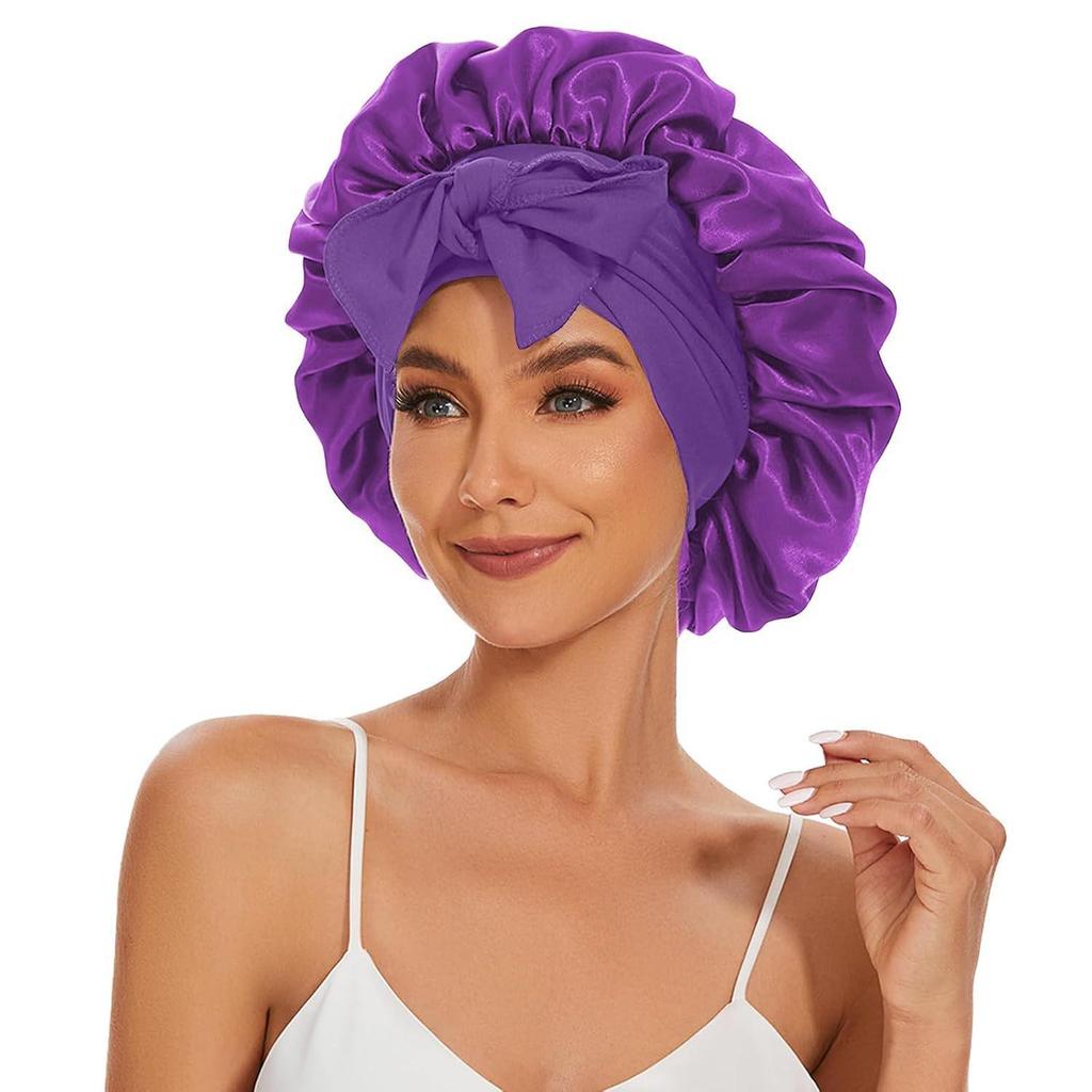 Übergroße Satin-Nachtmütze mit Schleife - Damen Herbst/Winter Beauty & Pflege Kopftuch Hut