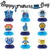 Happy Father'S Day Decorations Glitter Banner Black Blue Father'S Day Honeycomb Centerpieces For Tables 3D Banner Papa'S Theme P
