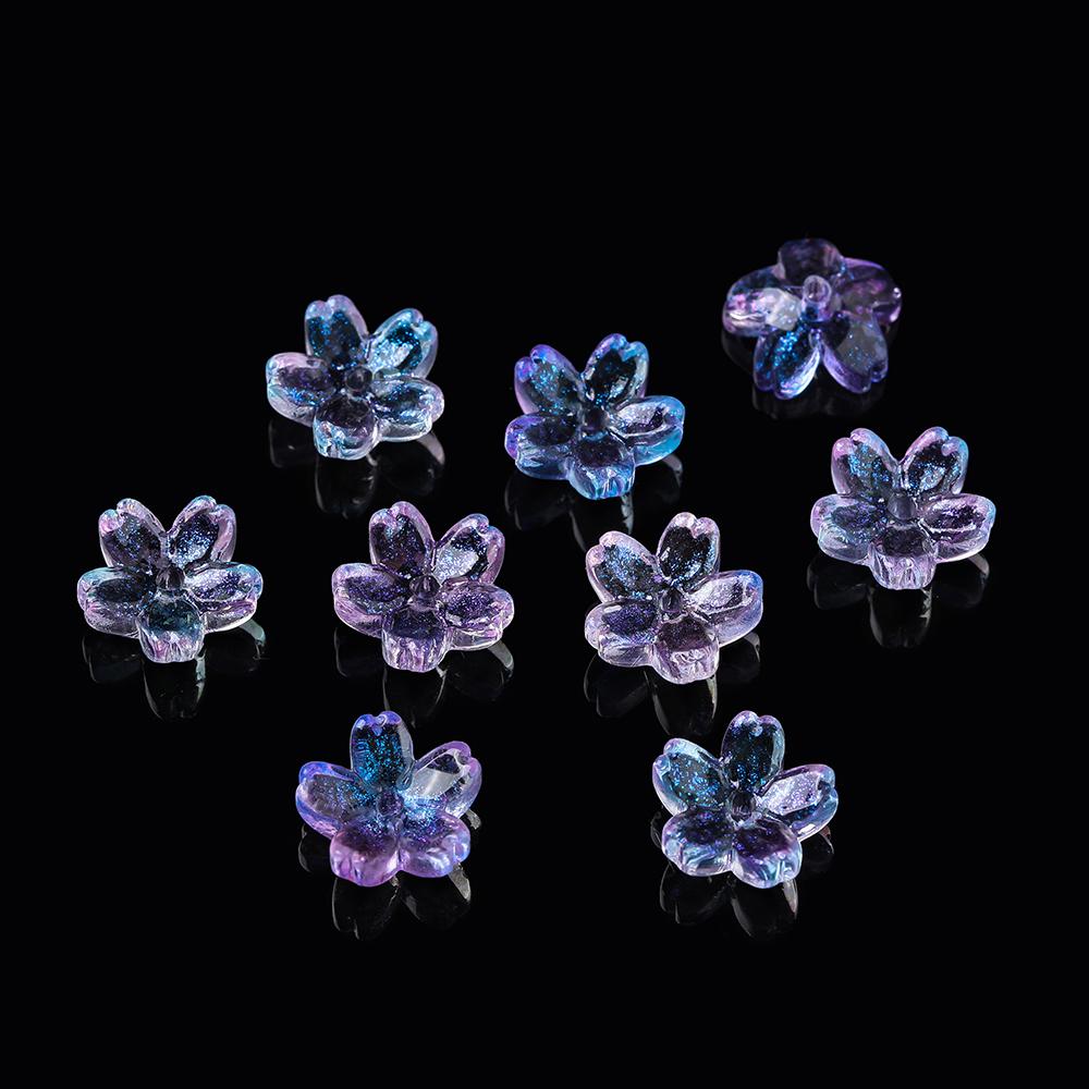 20 Stück/Los Bunte Sakura-Blüten-Lampwork-Perlenkappen Glas-Abstandshalterperlen für Schmuckherstellung DIY Haarnadelzubehör