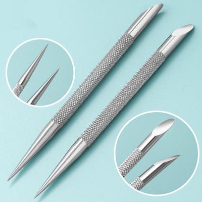 2 stücke Doppel-ended Verwenden Edelstahl Nail art Nagelhautschieber Remover Pediküre Maniküre Sticks Werkzeug