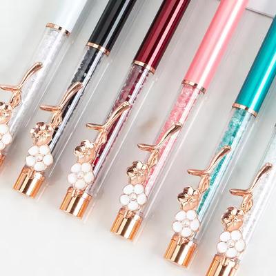 1 Piece Quicksand Oil Ballpoint Pen Flower Metal Office School Stationery
