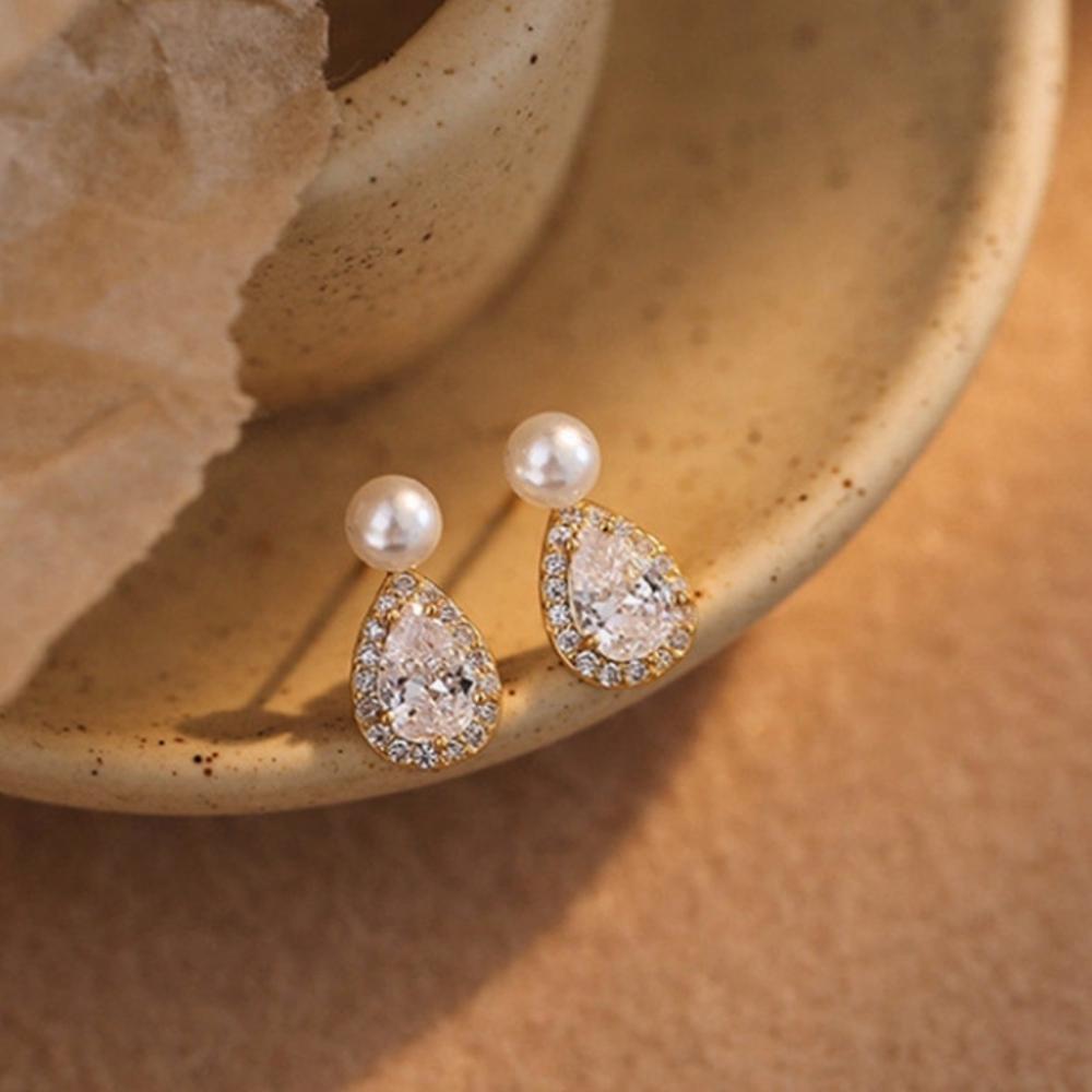 Cercei lungi S925 cu perle grupate – Haniel – Din Coreea