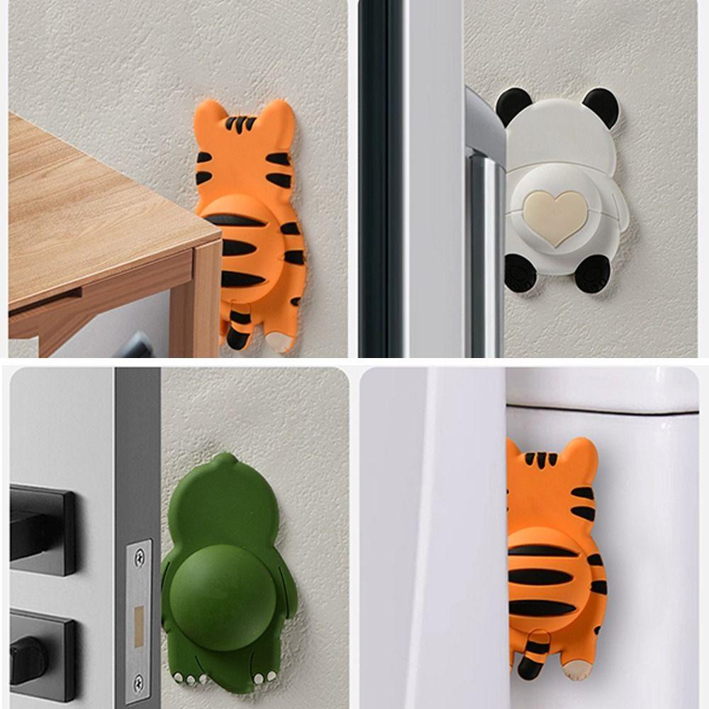 Silicone Wall Protector Cartoon Animal Doorknob Bumper Cute Door Handle Bumper Pad  for Home