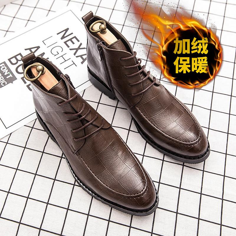 

Ботинки Мартина мужские ботинки мужские в британском стиле зимние бархатные теплые мужские туфли Челси полусапоги высокие кожаные ботинки 44