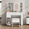 Vanity Table LED Lighting Mirror, Adjustable Brightness, 3 Drawers, Open Shelves, Side Cabinet, 100x40 Cm, Modern, White