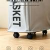 Compact Rolling Laundry Basket - Waterproof Fabric for Bedroom/Balcony - Clothes Organizer with Push-Pull Design