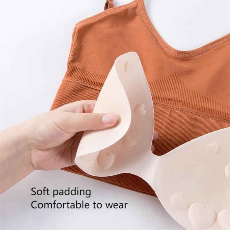 Wirefree Camisole Cropped Tank Top Women Seamless V Neck Removable Yoga Fitness Sport Underwear
