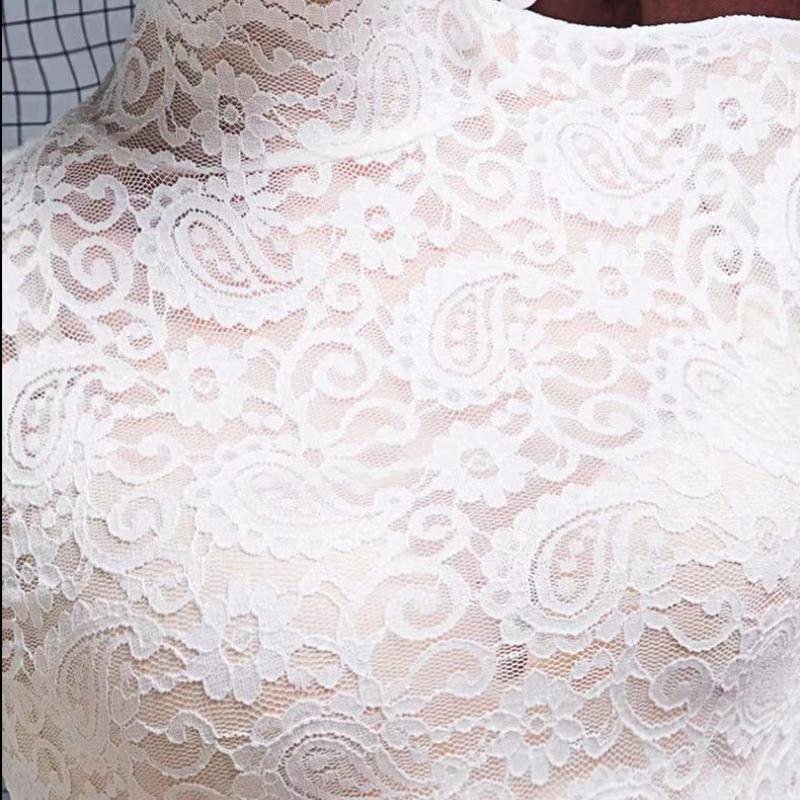 French Style High Neck Lace Shirt for Women, Spring and Summer Perspective Sexy Top, Winter Thick Sleeveless Vest Pullover