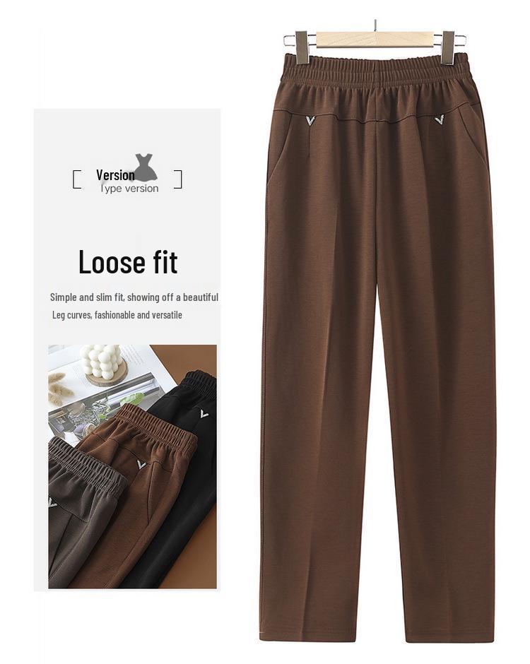 Elastische Bundhose mit geradem Bein für Frauen mittleren Alters und ältere Frauen - Vielseitige Freizeithose mit Taschen für Frühling und Herbst.