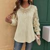 Nieuwe Herfst Golvende Kant Patchwork Lange Mouwen Blouse voor Dames, Casual Shirt in Europese & Amerikaanse Stijl voor Grensoverschrijdende Handel