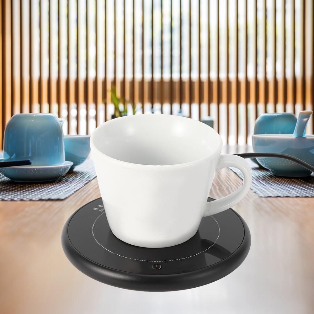 Aluminum Alloy Coffee Cup Mug Warmer Thermostatic Heating Plate Coaster Chinese Plug  Black