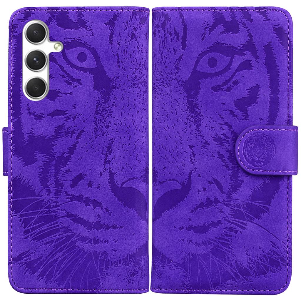 For Samsung Galaxy S25 Case Tiger Imprint Leather Wallet Phone Cover