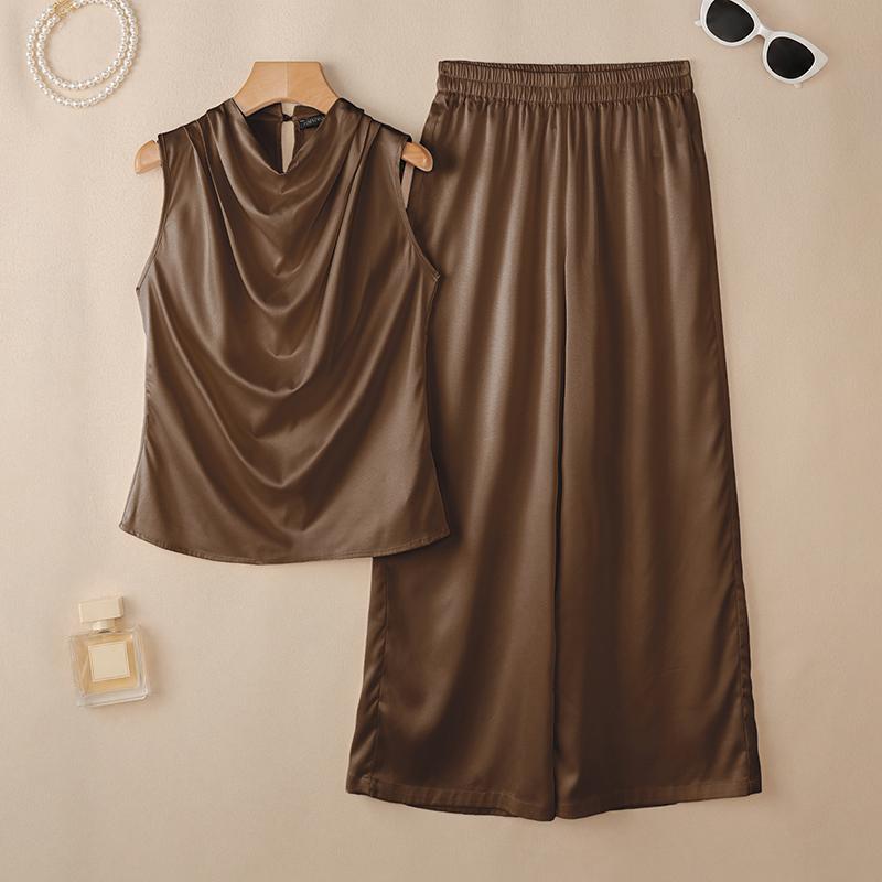 ZANZEA Completi da Donna a Due Pezzi Casual: Canottiere Senza Maniche e Pantaloni Lunghi