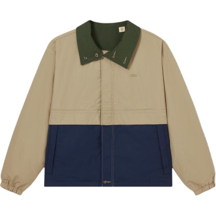 Levis Simple Comfortable Versatile Color-Block Casual Loose Long Sleeve Jacket Men Jacket Blue-Brown Green 001HW-0000