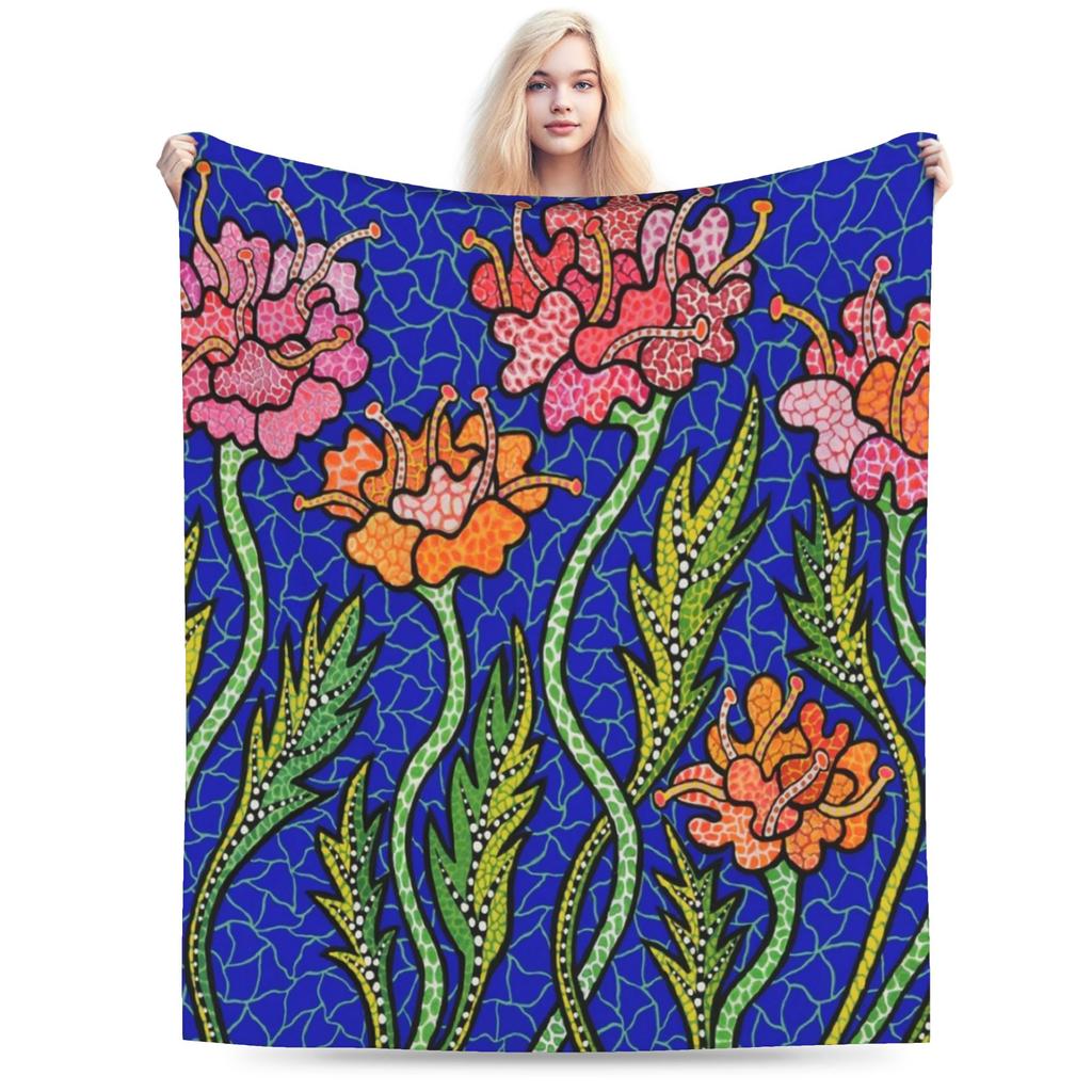 Yayoi Kusama Tokyo 1998 Exhibition Blanket Cover Polka RIP Fleece Throw Blankets Home Couch Printed Soft Warm Bedspreads