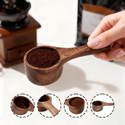 Coffee Scoop Solid Wood Scoop Reusable Mini Brewing Tool Walnut Wood Coffee Spoon for Sugar Tea Bean Flour Home Kitchen Cafe
