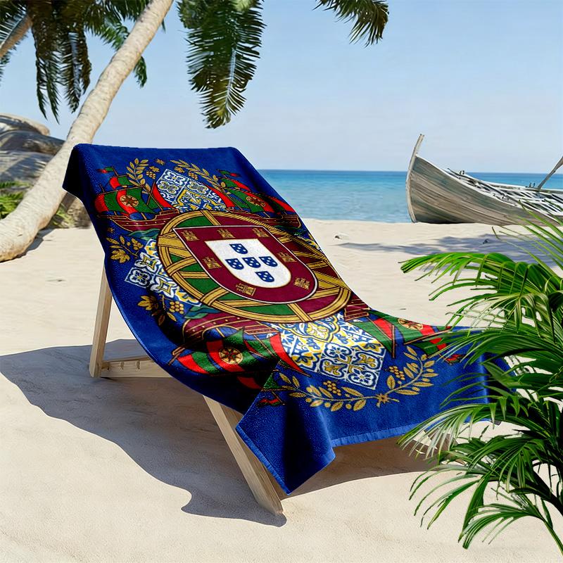 Portuguese Heritage Emblem Beach Towel Beach Towel for Vacation Photos Soft Absorbent Bath Towel Quick-drying Swim Towel Swim Beach