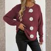 Women's T-Shirt Vintage Floral Print Round Neck Loose Long Sleeve Mid-Length Thumb Leak Top