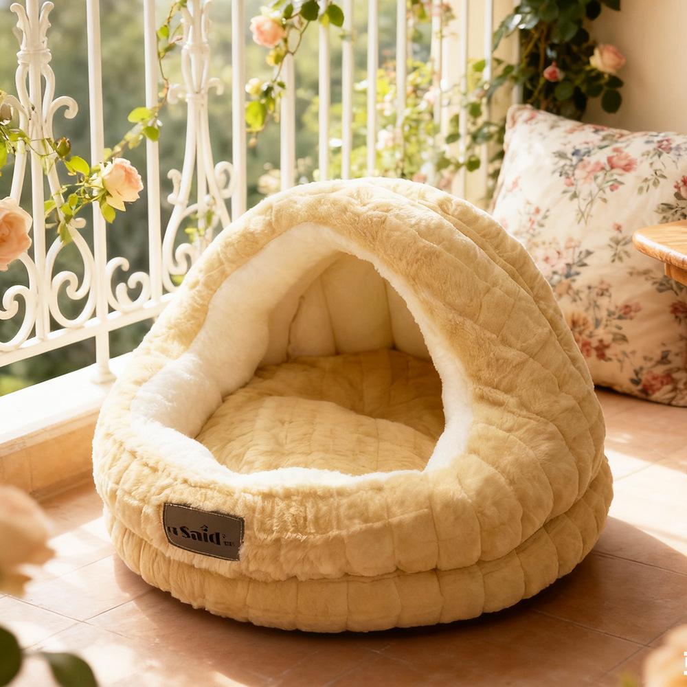 Cozy Winter Pet Nest: Semi-Closed, Thick, and Warm for Dogs and Cats