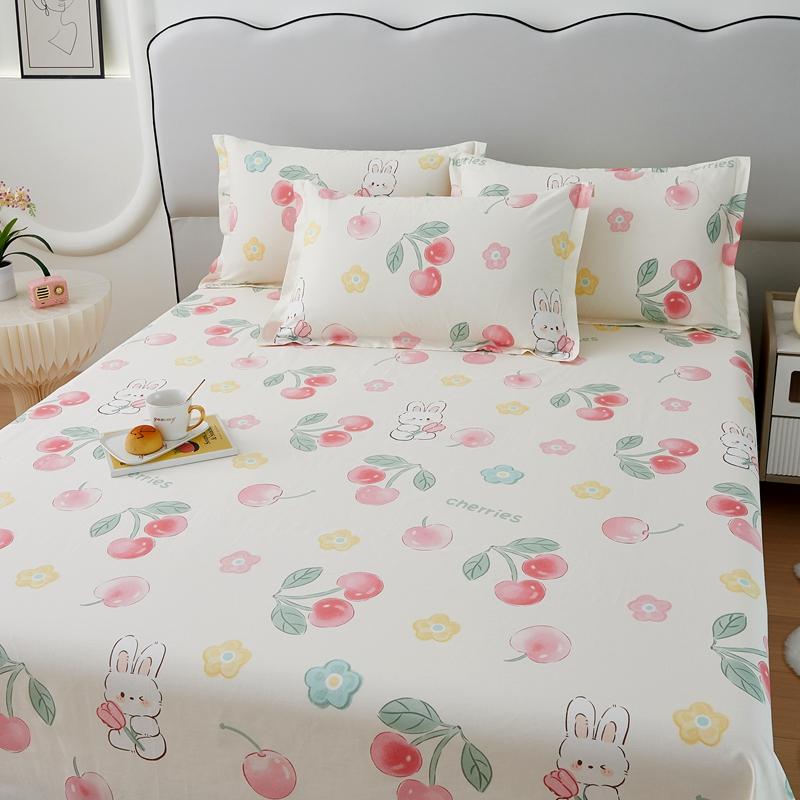 Cotton Bed Sheet  Cartoon Panda Animals Printed Double Top King Sheets for Girls Boys Kids Single Queen King Size Bed Linen