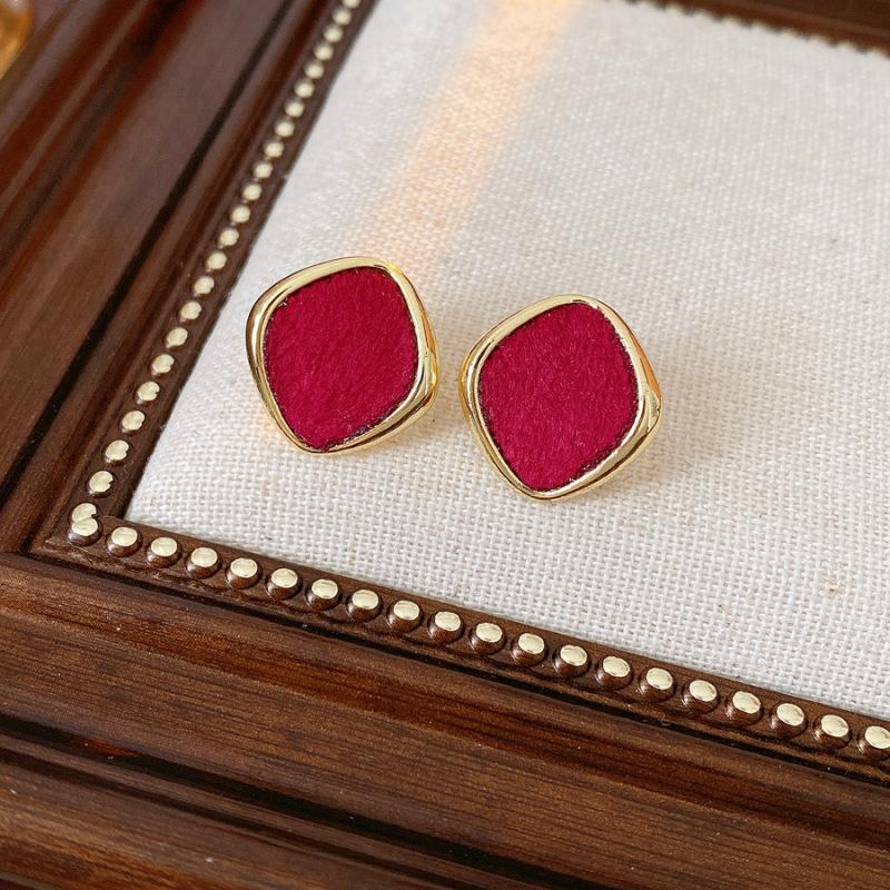 Осенние и зимние флокированные геометрические серьги-гвоздики скрученные овальные ретро-стиль Гонконга универсальные серьги нишевые серьги