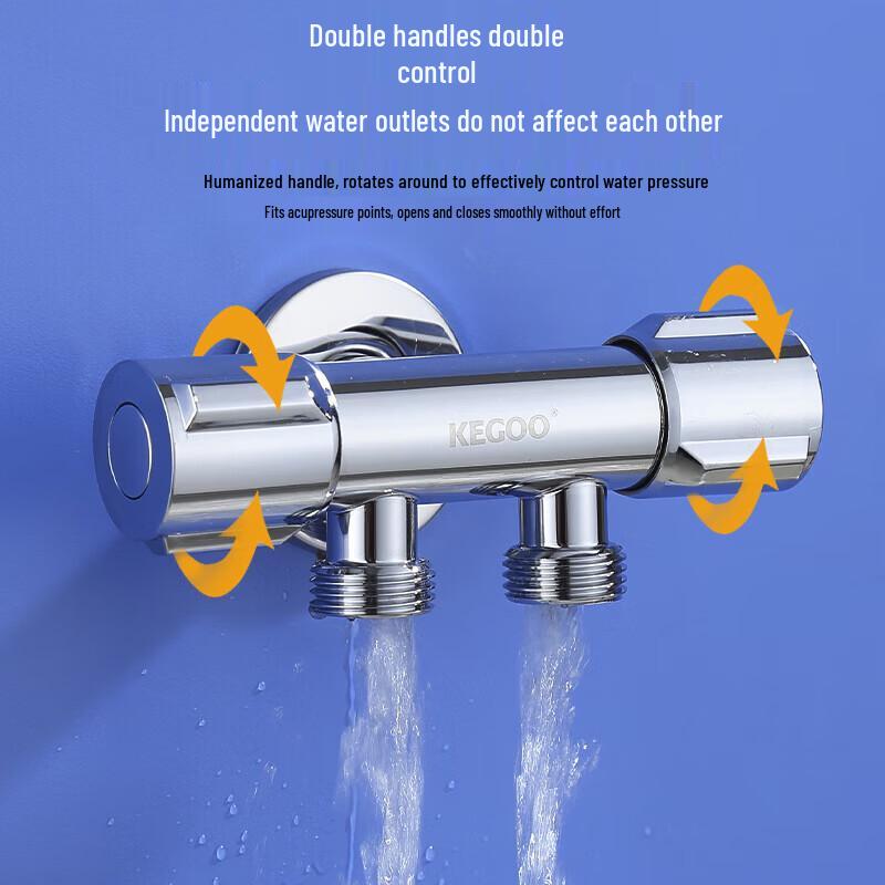 Kegu Dual-Control 3-Way Angle Valve with T-Splitter