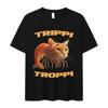 Italienischer Brainrot Trippi Troppi Lustiges Katzen-Meme Grafik 2025 Sommer Mode Lässig Rundhals Atmungsaktiv Bedrucktes T-Shirt