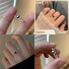 Black Fashionable Zirconia Heart Ring Adjustable Open Size Alloy Electroplated