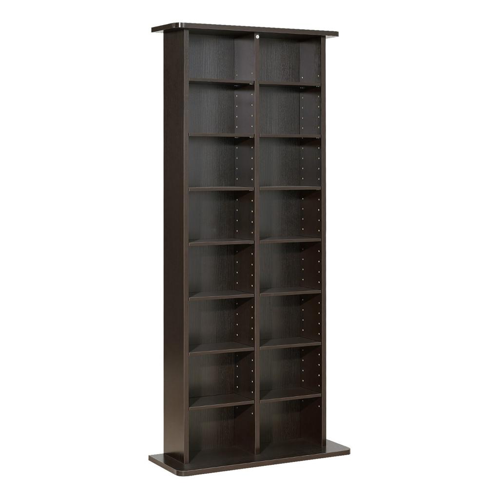 Media Storage Cabinet, 8-Tier DVD Shelf Organizer, 559 x 222 x 1295 mm Multimedia Storage Organizer for CDs, DVDs, Books and Games, CD Shelf for