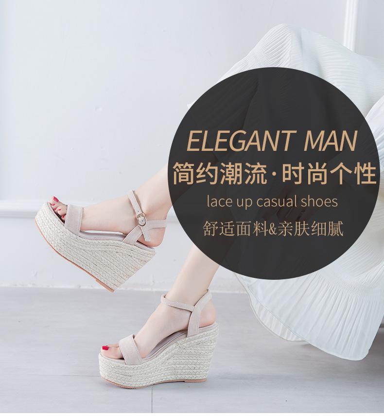 Hemp Rope Woven Wedge Heel Sandals 12CM High Heels, Model, Spot 34 To 39