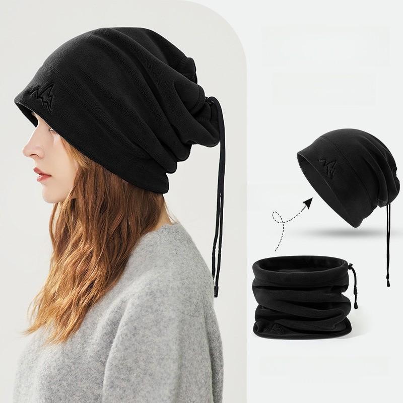 Unisex Autumn Winter Fleece Hat With Earmuff Neck Warmer For Cold Weather Comfort