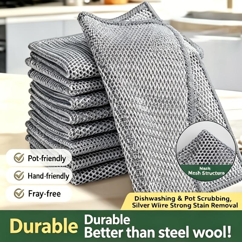 Multipurpose Wire Dishwashing Rag Non-Scratch Metal Silver Steel Wire Cleaning Dust Cloth Towel Rags for Pots and Pans Washing