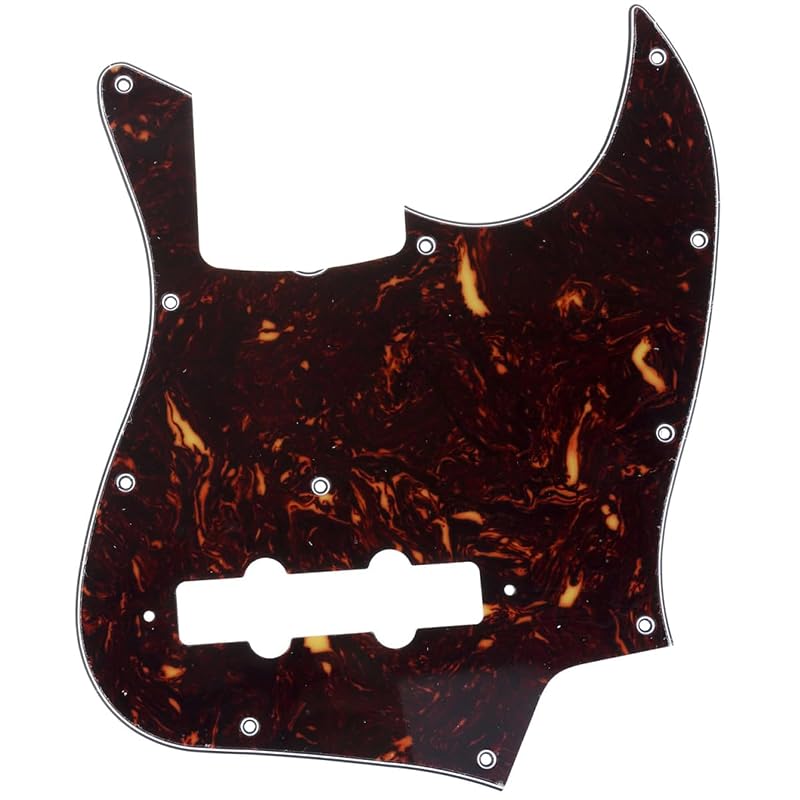 Musiclily Pro 11-hole Jazz Bass Pickguard, Made in Japan, for 4-string Fender Jazz Bass, 4-ply Tortoiseshell