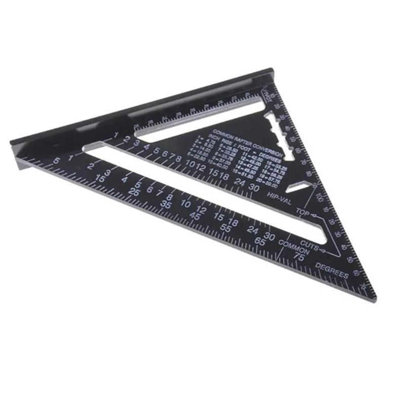 7/12inch Metric Aluminum Alloy Triangle Angle Ruler Protractor Woodworking Measurement Tool 30cm Quick Read Square Layout Gauge