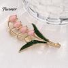 Secure Buckle Brooch Flower Pin for Women, Golden Plated Floral Lapel Daily Wear Jewelry Pin, Retro Blossom Badge Parties Dresses