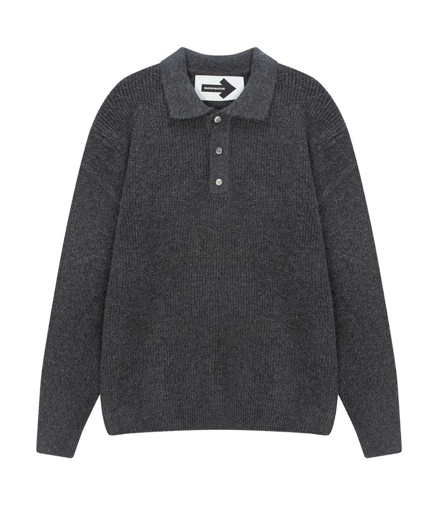 Maison Master Collared Ribbed Older Pk Knit Navy