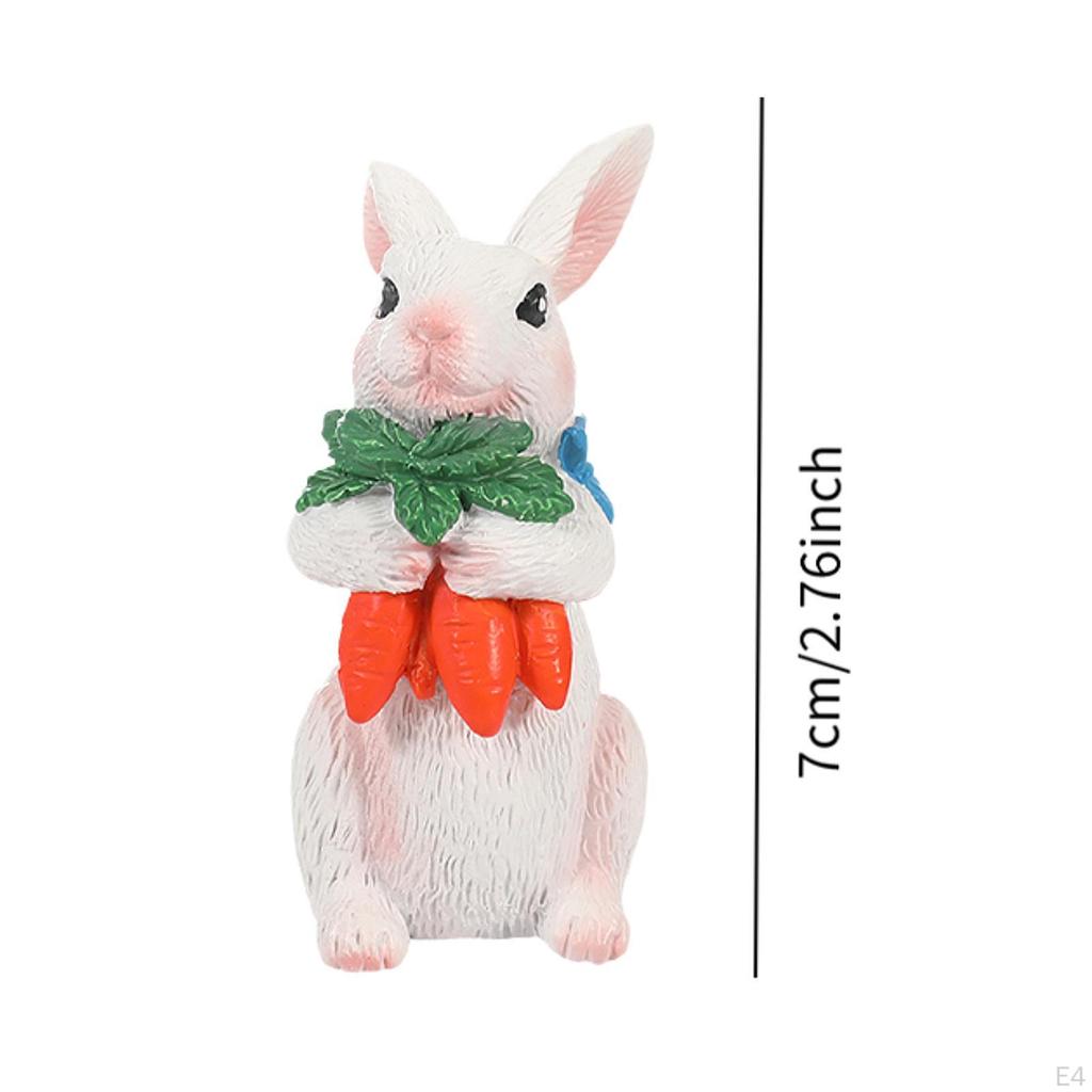 Easter Bunny Ornament with Carrot Egg Animal Figurine for Indoor Office Lawn S
