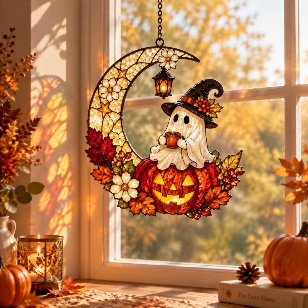 Pumpkin Cat Witch Ghost Pendant Decoration Colorful Window Hanging Decoration Balcony