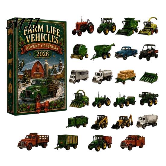 Holiday Countdown Toy 2026 Transportation Advent Calendar, 24-Day Acrylic Ornament Set with Vehicle Fun Christmas Activity Figures, Tree