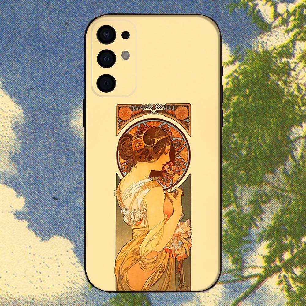 Vintage Alphonse Mucha Phone Case For Samsung S25,S24,S21,S22,S23,S30,Ultra,S20,Plus,Fe,Lite,Note,10,9,5G Black Cover