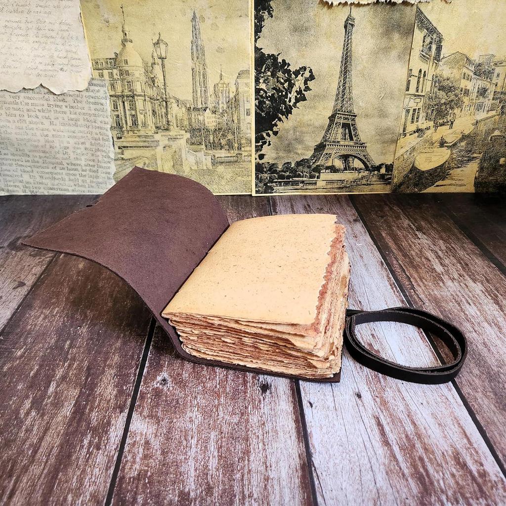 Echtleder-Skizzenbuch Journal Dairy mit 200 Büttenrandpapieren und Spitze